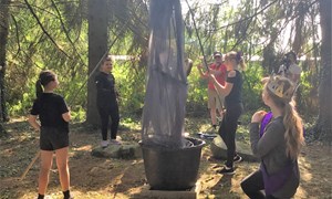 Macbeth and the apparition rising from the cauldron